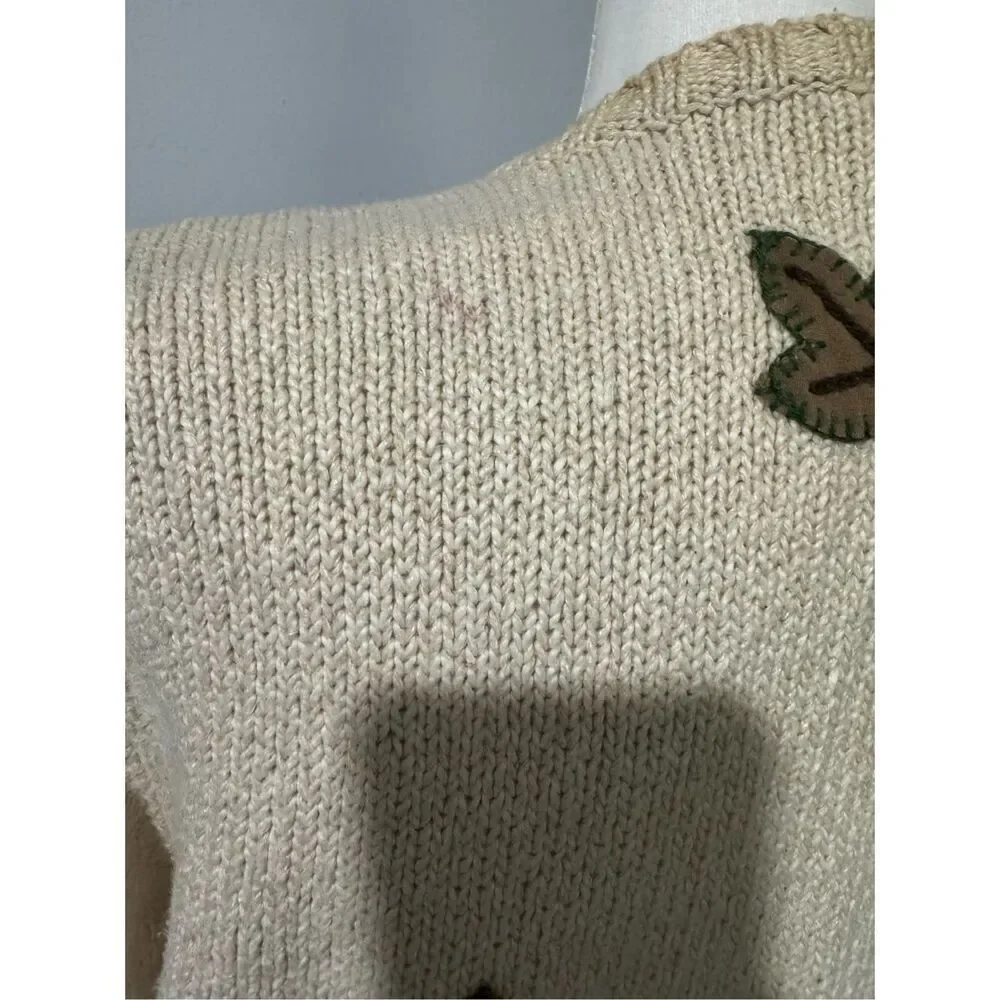 Talbots fall embroidered linen blend button front sweater MP - Picture 9 of 14